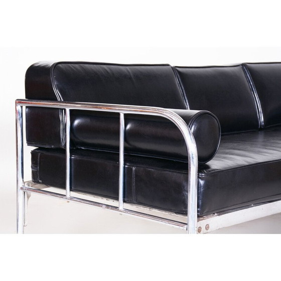 Image 1 of Schwarzes Ledersofa von Vichr & Co., 1930er Jahre