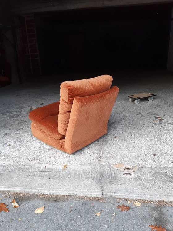 Image 1 of 7/7 Orange Chauffeuse Ligne Roset Pr M. Ducaroy Mod. Albany, Design Epoche. Vintage