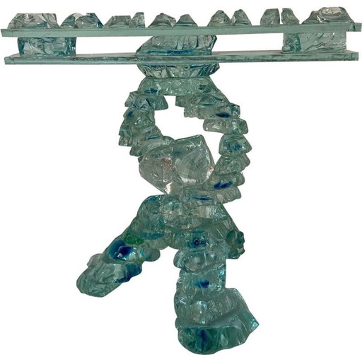 Menorah-Kerzenhalter aus Glas von P. Jacob, 2000