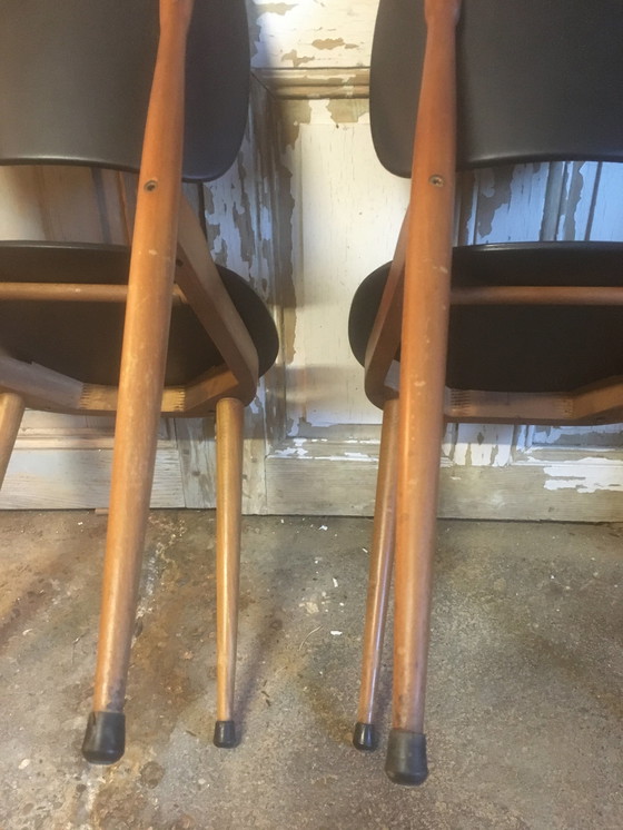 Image 1 of Paar Vintage-Pegase-Stühle aus Buche und Kunstleder von Baumann, 1960