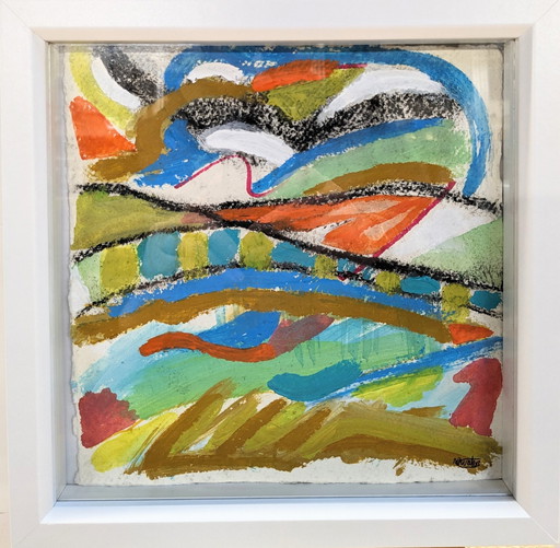 Abstrakte Seelandschaft Gemälde East Devon Nigel Waters Original Signiert Gerahmte Kunst