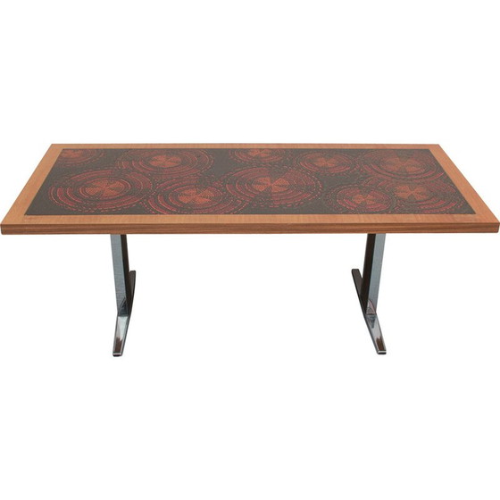 Image 1 of Vintage Couchtisch aus Teakholz und Emaille, 1970