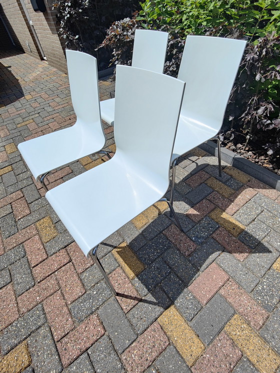 Image 1 of Pedrali stoel Vierkanttür Pedrali 4 stuks wit