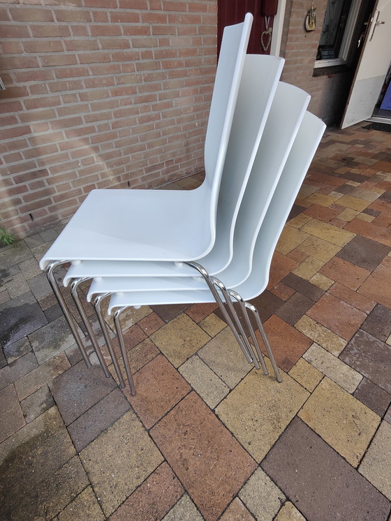 Image 1 of Pedrali stoel Vierkanttür Pedrali 4 stuks wit