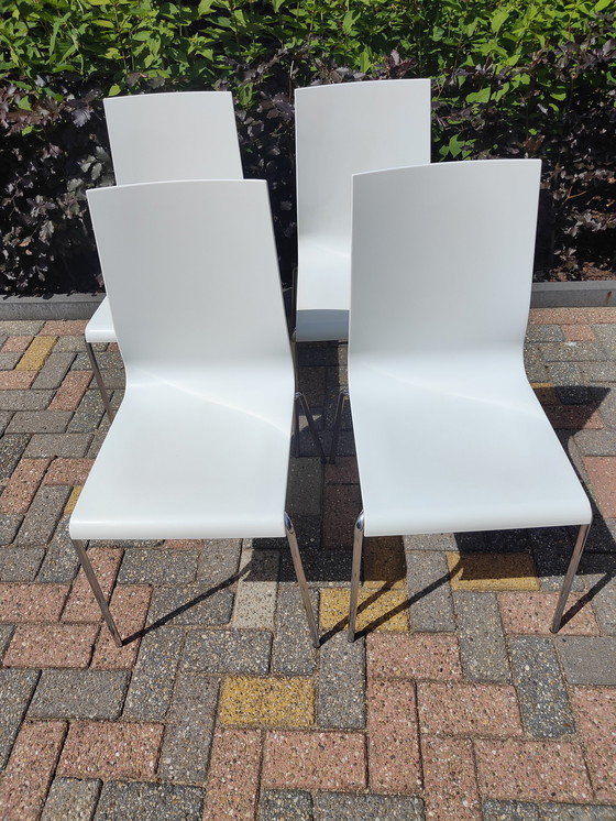 Image 1 of Pedrali stoel Vierkanttür Pedrali 4 stuks wit