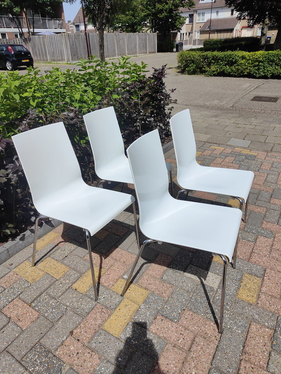 Image 1 of Pedrali stoel Vierkanttür Pedrali 4 stuks wit