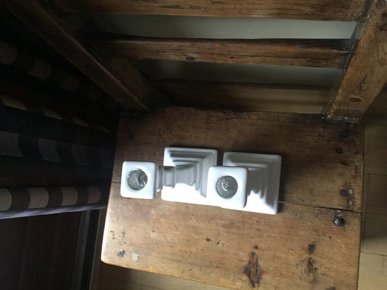 Image 1 of 2x weiße Delfter Kerzenhalter