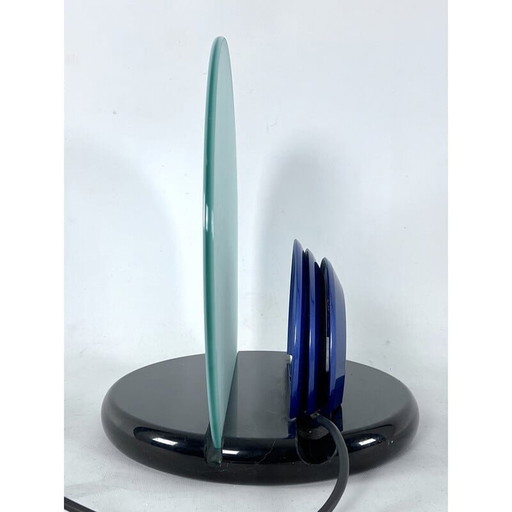 Mid Century Gong Tischleuchte aus Marmor und Glas von Bruno Gecchelin für Skipper, Italien 1981