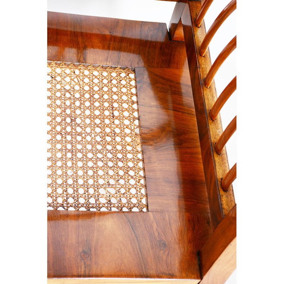 Image 1 of Vintage Biedermeier Sofa in Nussbaum und Rattan mit Polsterung, Österreich 1820er