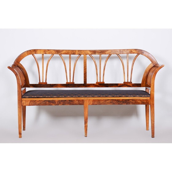 Image 1 of Vintage Biedermeier Sofa in Nussbaum und Rattan mit Polsterung, Österreich 1820er