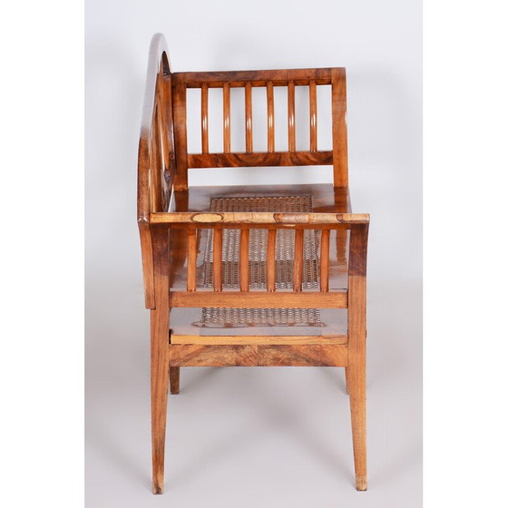 Image 1 of Vintage Biedermeier Sofa in Nussbaum und Rattan mit Polsterung, Österreich 1820er