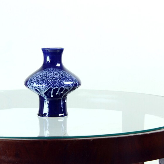 Image 1 of Blaue Vase aus Keramik, Tschechoslowakei 1960