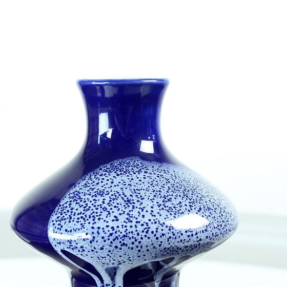 Image 1 of Blaue Vase aus Keramik, Tschechoslowakei 1960