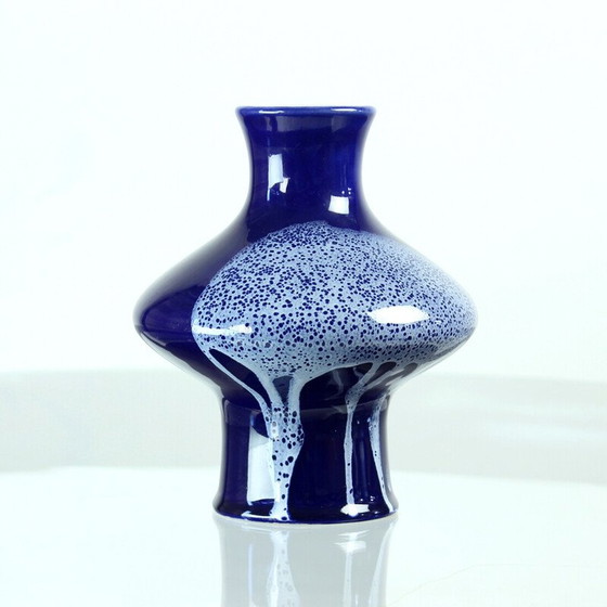 Image 1 of Blaue Vase aus Keramik, Tschechoslowakei 1960