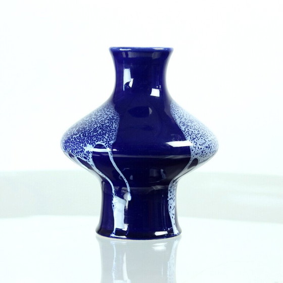 Image 1 of Blaue Vase aus Keramik, Tschechoslowakei 1960