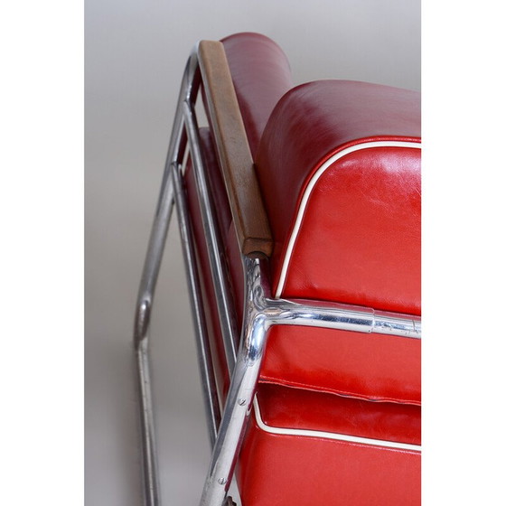 Image 1 of Bauhaus-Sofa aus rotem Leder von Thonet, 1930er Jahre