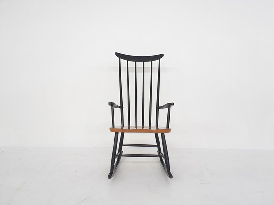 Image 1 of Schaukelstuhl mit Spindellehne aus der Mitte des Jahrhunderts, Niederlande 1960er Jahre