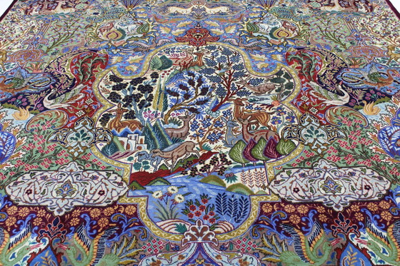 Image 1 of Original Handgeknüpfter Perserteppich Kashmar Fein Paradise Design 393 X 300 Cm Top Zustand