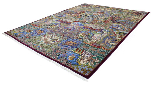 Original Handgeknüpfter Perserteppich Kashmar Fein Paradise Design 393 X 300 Cm Top Zustand