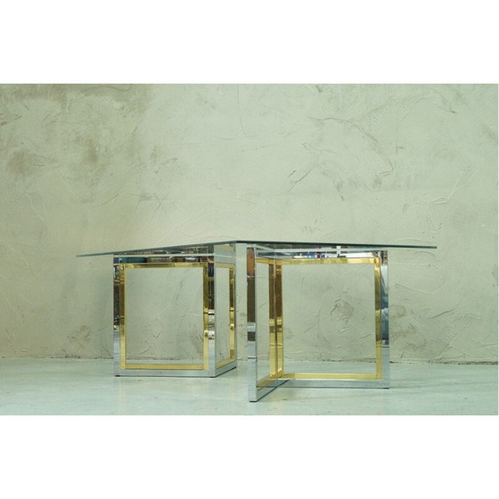 Image 1 of Vintage Couchtisch aus Messing und Chrom, 1970er Jahre