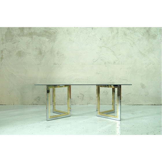 Image 1 of Vintage Couchtisch aus Messing und Chrom, 1970er Jahre