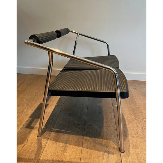 Image 1 of Vintage 2-Sitzer Sofa aus verchromtem Metall und schwarzem Gummi, Frankreich 1970