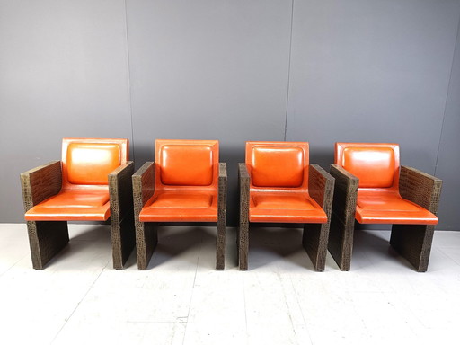 Vintage Französisch Sessel in Leder von Maison Vandamme, 1970S