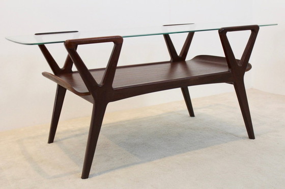 Image 1 of Skandinavischer Teak Couchtisch mit Glasplatte, 1960er