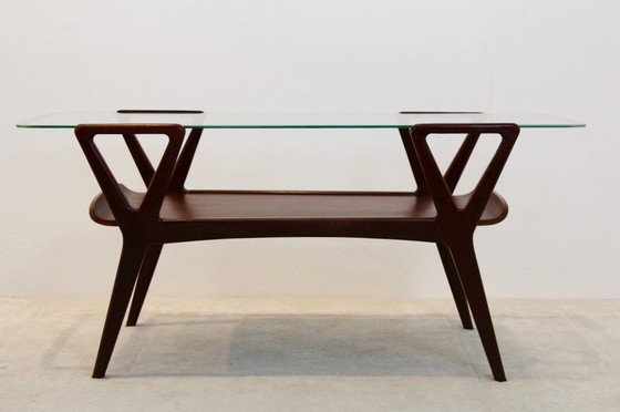 Image 1 of Skandinavischer Teak Couchtisch mit Glasplatte, 1960er