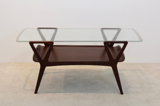 Image 1 of Skandinavischer Teak Couchtisch mit Glasplatte, 1960er