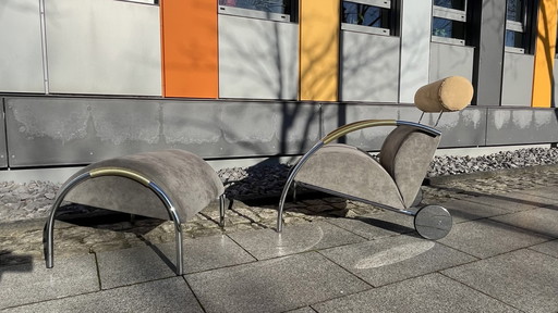Cor - Design - Sessel Zyklus Mit Hocker Alcanthara Grau-Beige