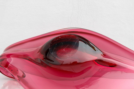 Image 1 of Große Muranoglas Schale, Pink, 1960er