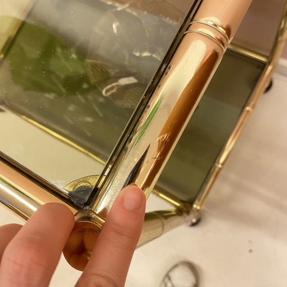 Image 1 of Italienischer Barwagen / Beistelltisch aus Faux Bamboo