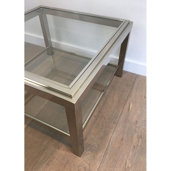 Image 1 of Paar wichtigeVintage Chrom Sofa endet 1970er Jahre