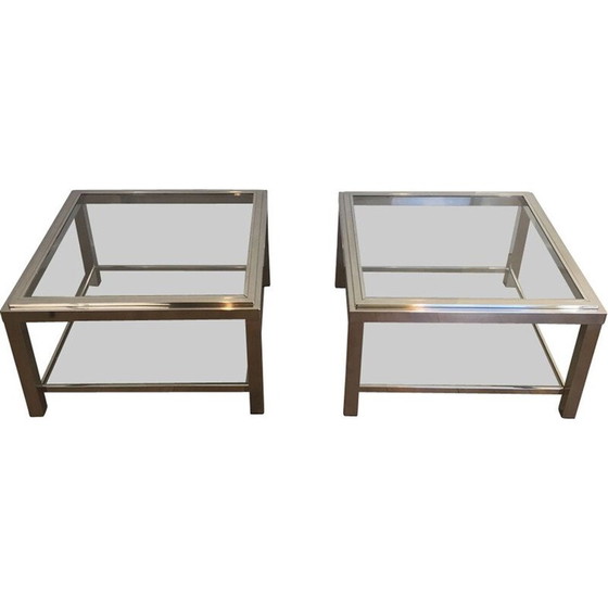 Image 1 of Paar wichtigeVintage Chrom Sofa endet 1970er Jahre