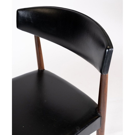 Image 1 of 4 Stühle aus Palisanderholz und schwarzem Leder Dänemark 1960er Jahre