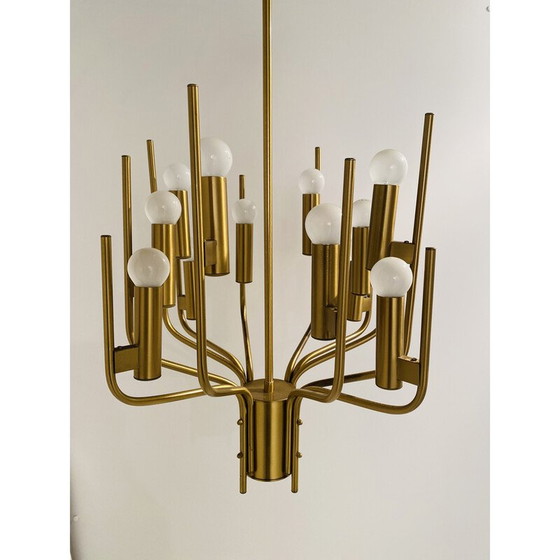 Image 1 of 1x Italienischer Vintage Messing-Kronleuchter von Oscar Torlasco für Stilkronen, 1950er