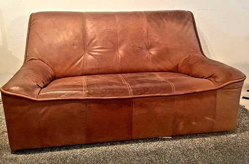 Leder 2-Sitzer Sofa Braun - Seventies