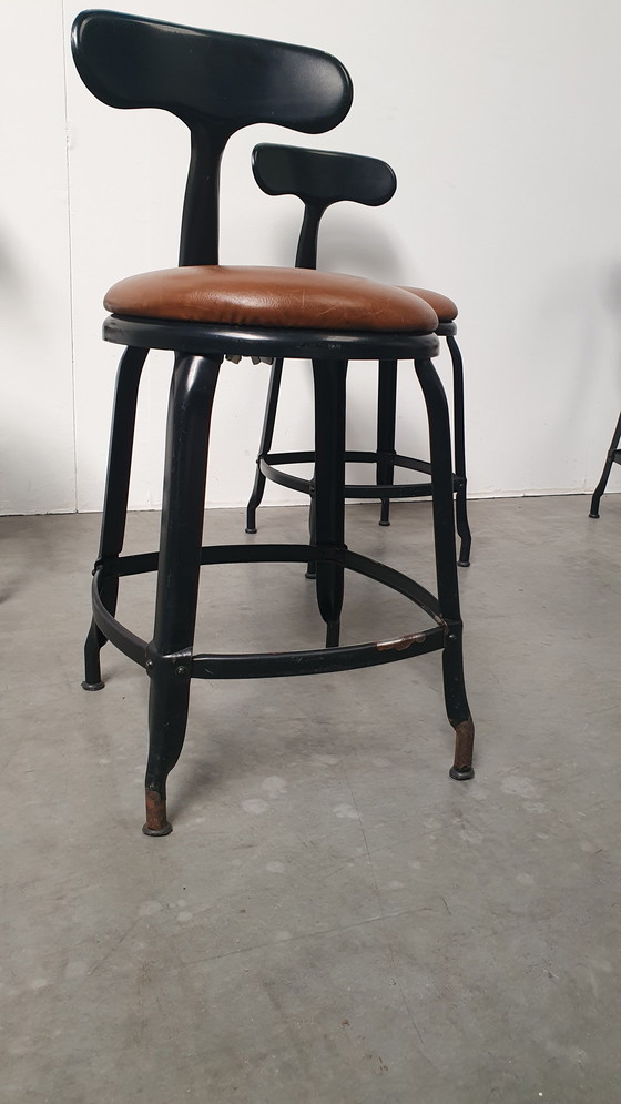 Image 1 of 6X Chaise Nicolle Französisch Industrie Metall Design Stühle