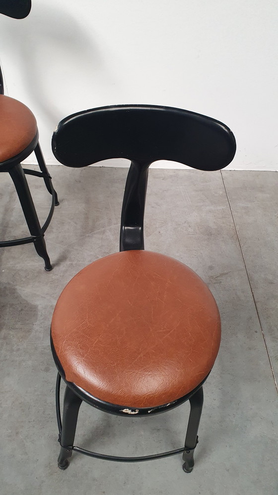 Image 1 of 6X Chaise Nicolle Französisch Industrie Metall Design Stühle