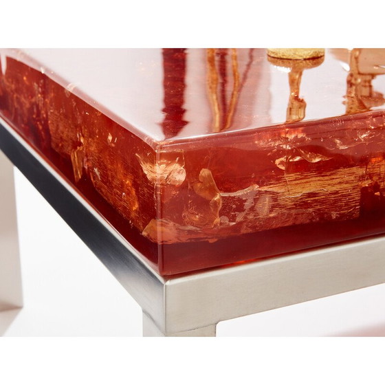 Image 1 of Vintage orange fractal resin coffee table by Marie-Claude de Fouquières, 1970