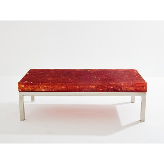 Image 1 of Vintage orange fractal resin coffee table by Marie-Claude de Fouquières, 1970
