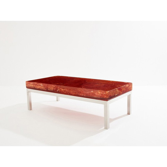Image 1 of Vintage orange fractal resin coffee table by Marie-Claude de Fouquières, 1970
