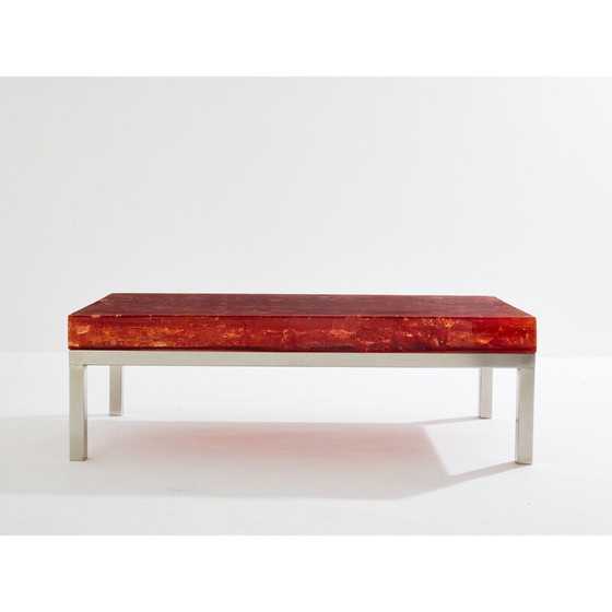 Image 1 of Vintage orange fractal resin coffee table by Marie-Claude de Fouquières, 1970