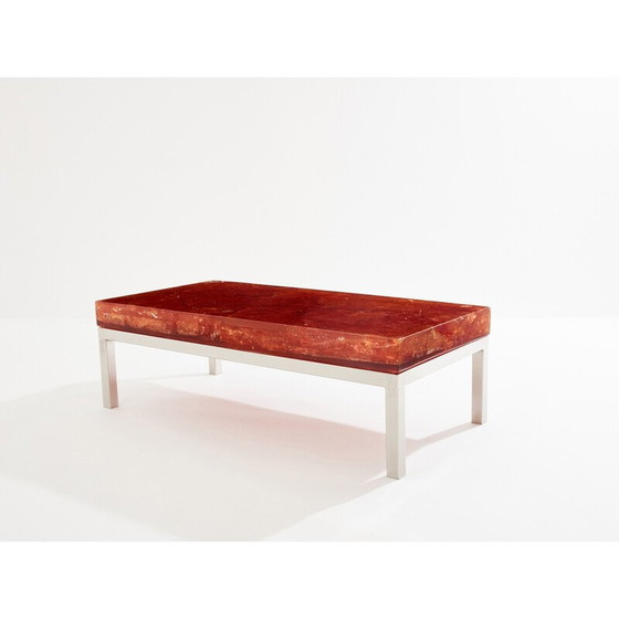 Image 1 of Vintage orange fractal resin coffee table by Marie-Claude de Fouquières, 1970
