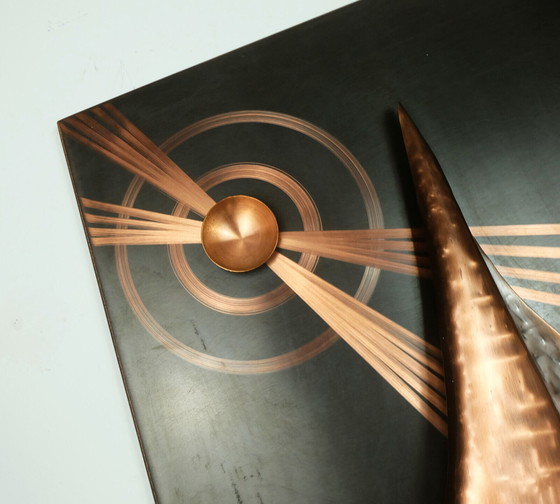 Image 1 of Reliefbild Kupfer Segelboot Sonne Vintage 1950s