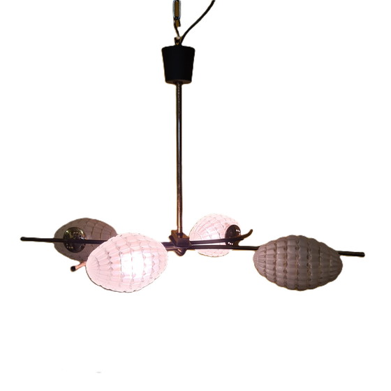 Image 1 of Französische Design-Pendelleuchte mit Glas, 1960er Jahre