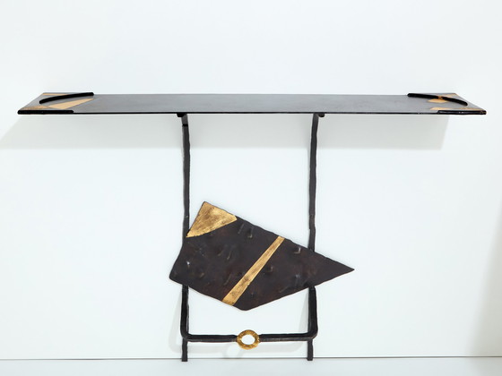 Image 1 of Jean-Jacques Argueyrolles Brutalistische Konsolentische Schmiedeeisen 1990