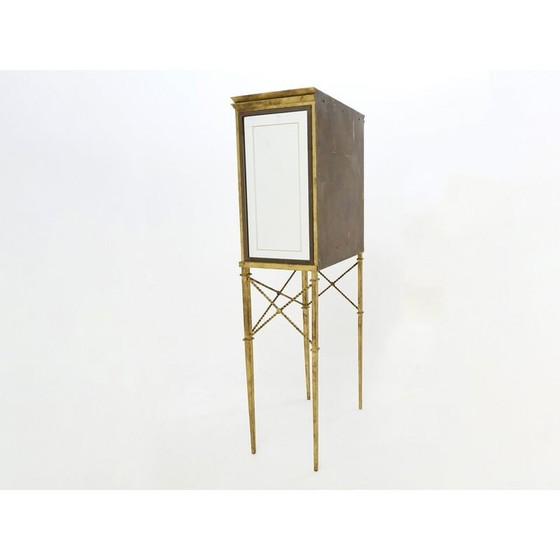 Image 1 of Vintage Vitrine aus vergoldetem Schmiedeeisen und Spiegel, 1920