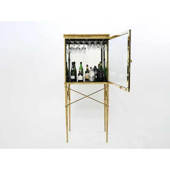 Image 1 of Vintage Vitrine aus vergoldetem Schmiedeeisen und Spiegel, 1920
